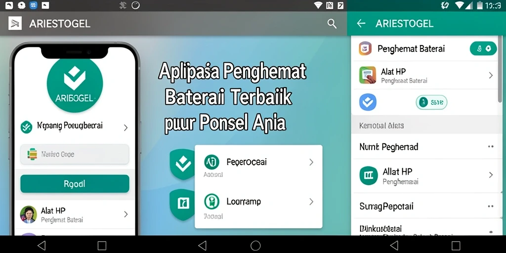 Tampilan antarmuka ARIESTOGEL yang intuitif untuk penghemat baterai.