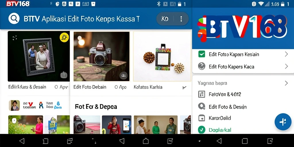 Tampilan antarmuka BTV168 yang stylish untuk Edit Foto Kertas Kaca.