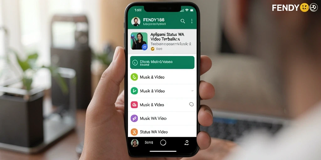 Tampilan antarmuka pengguna FENDY188 yang menarik untuk Status WA Video.